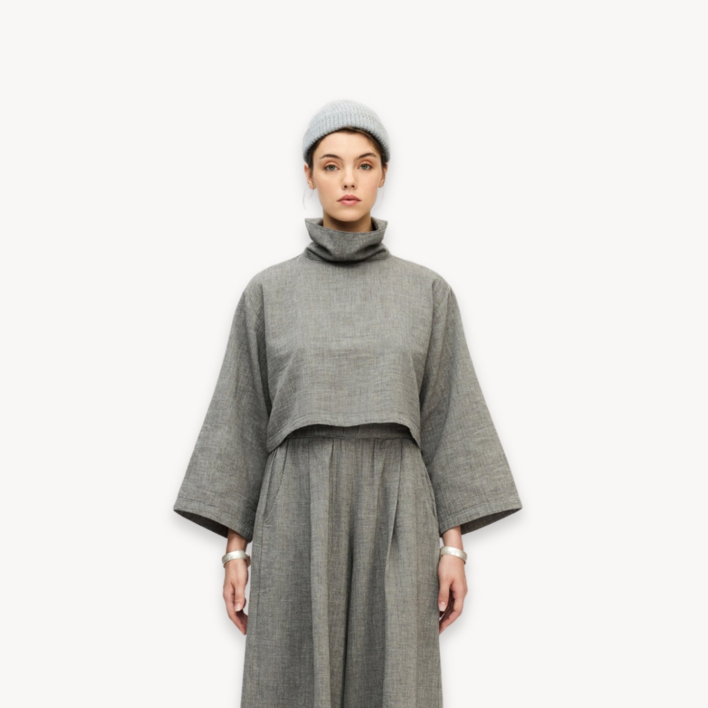 City Collection High Neck Blouse #color_grey