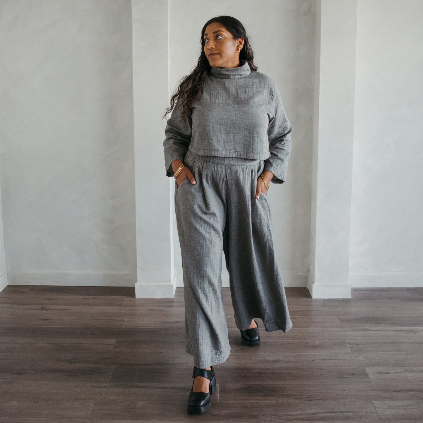 City Collection High Neck Blouse #color_grey