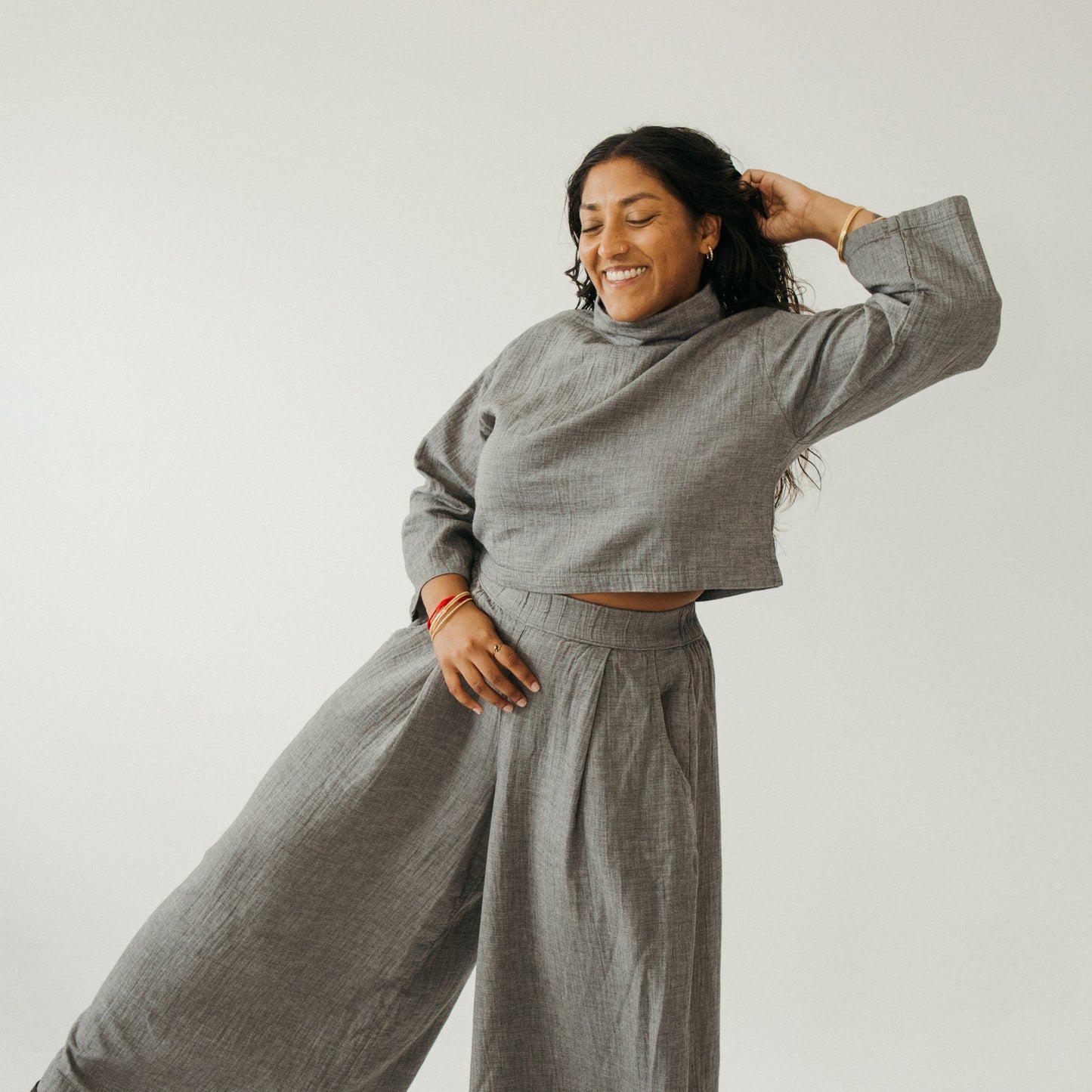 City Collection High Neck Blouse #color_grey