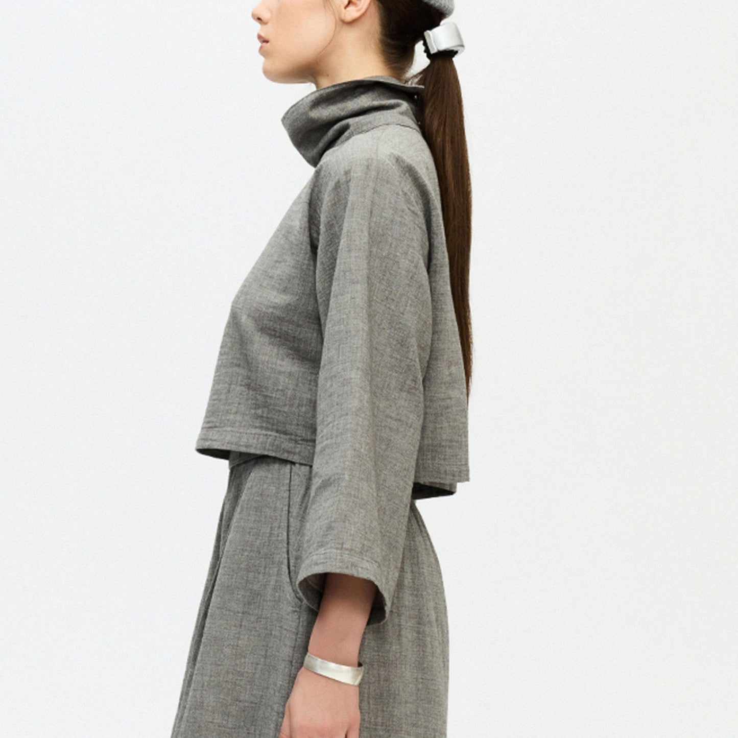 City Collection High Neck Blouse #color_grey