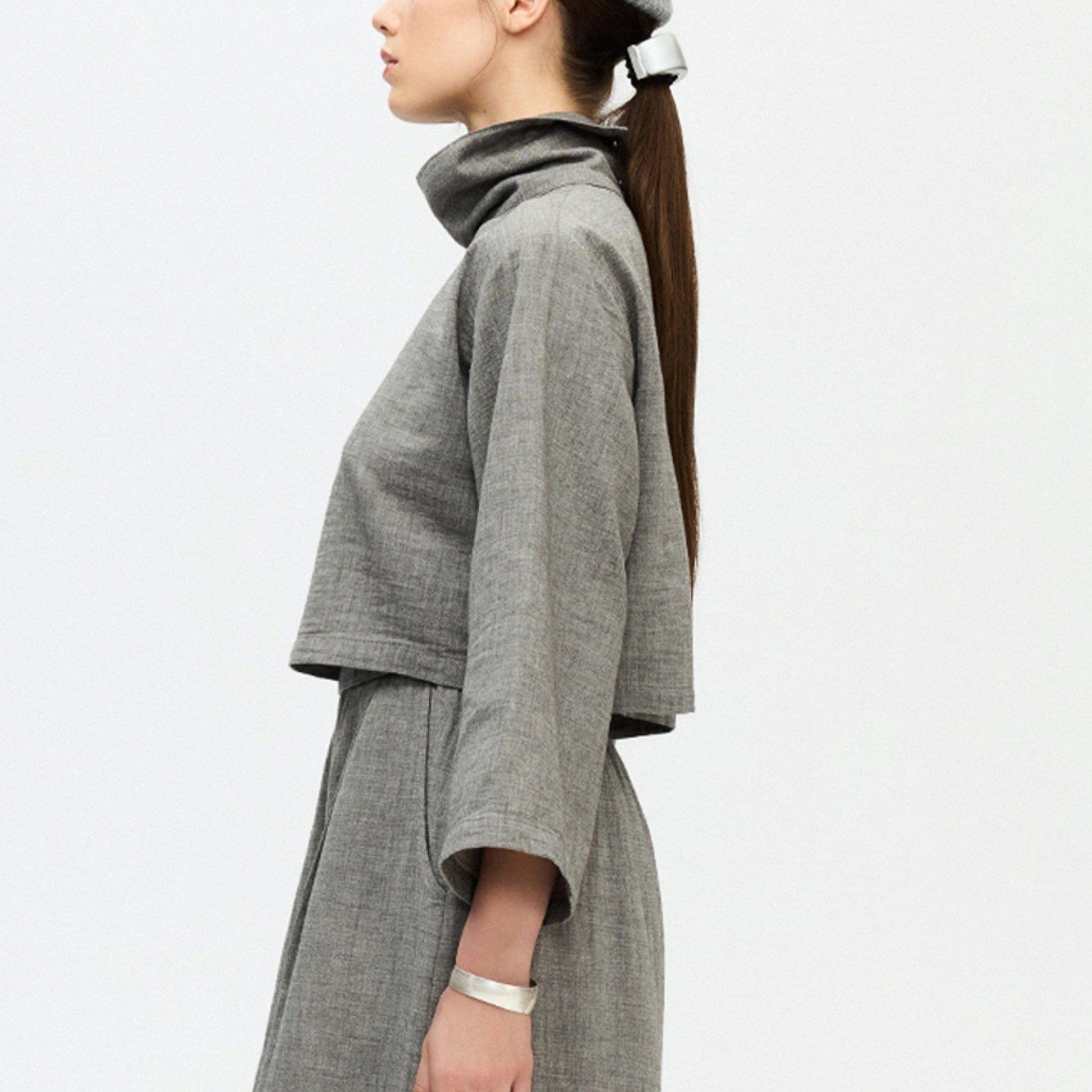 City Collection High Neck Blouse #color_grey