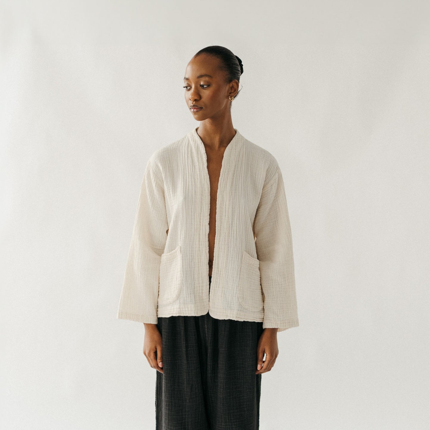 POKOLOKO Crinkle Short Jacket #color_crinkle-cream