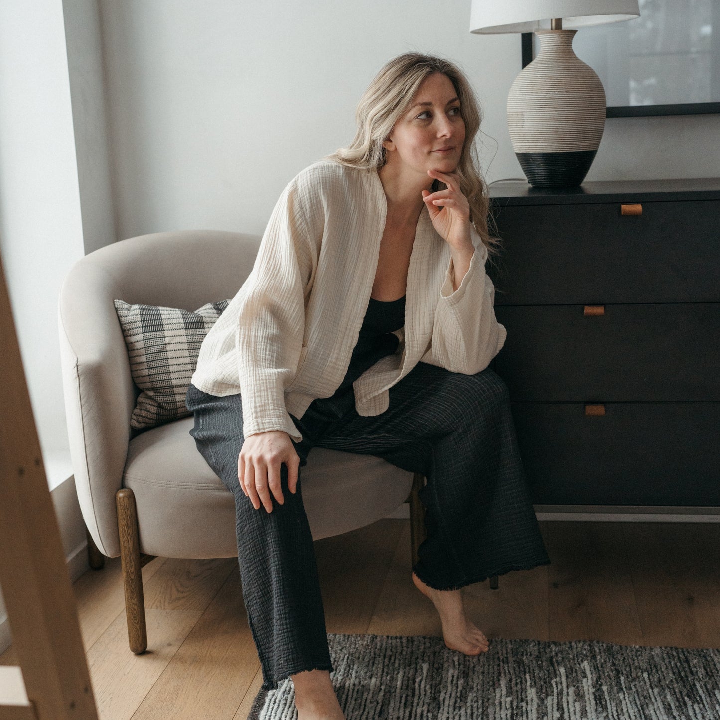 POKOLOKO Crinkle Short Jacket #color_crinkle-cream