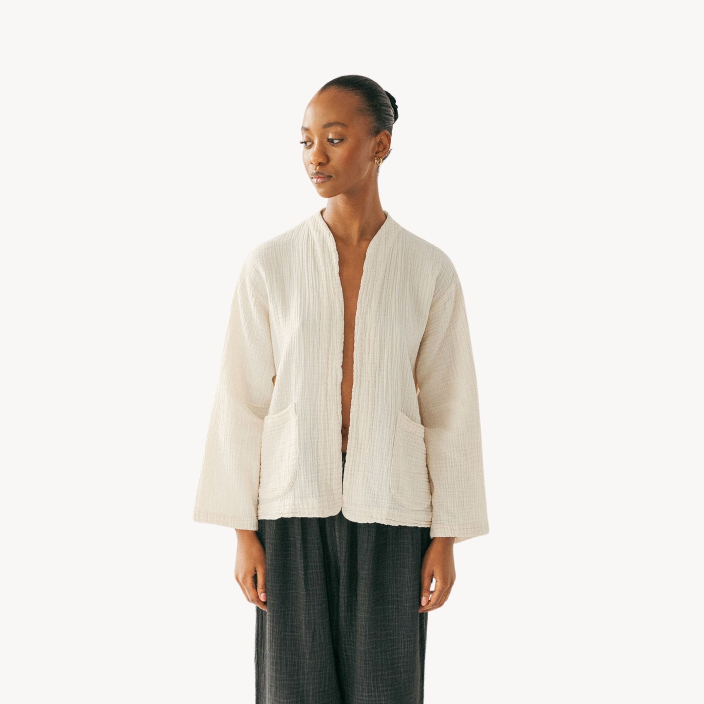 POKOLOKO Crinkle Short Jacket #color_crinkle-cream