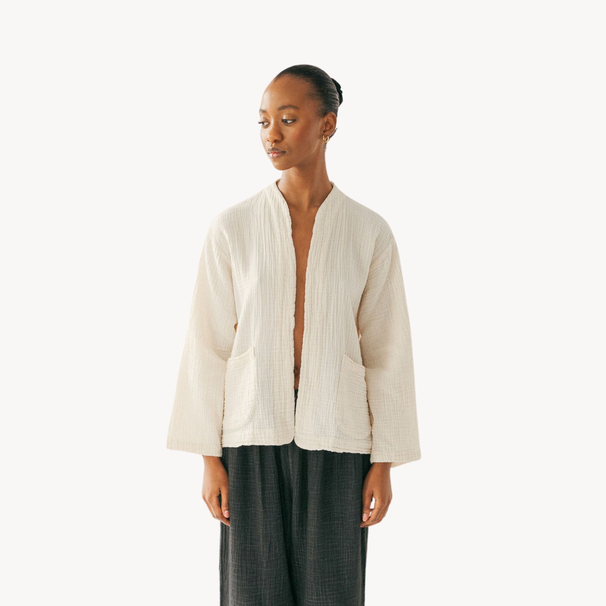 POKOLOKO Crinkle Short Jacket #color_crinkle-cream