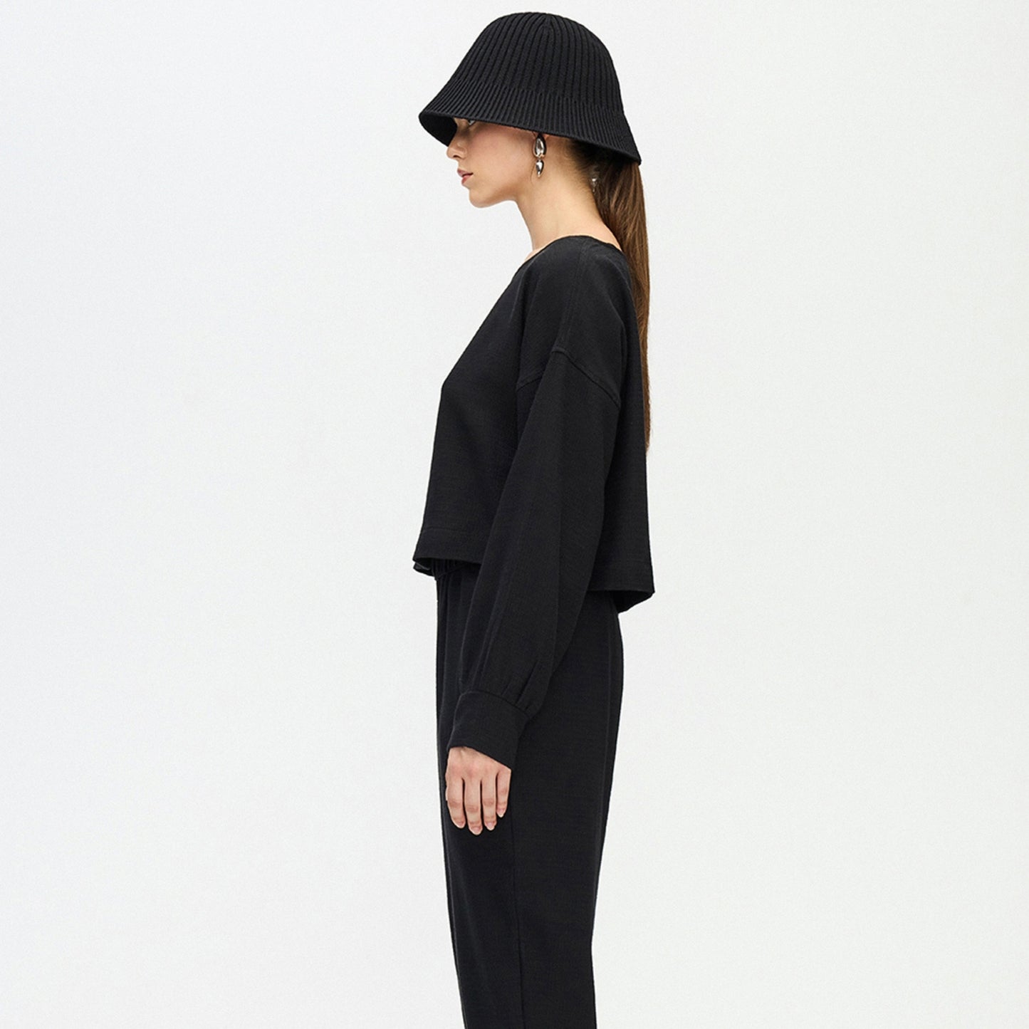 Flat Black Crop Blouse