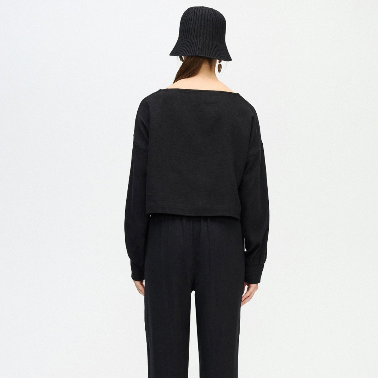 Flat Black Crop Blouse