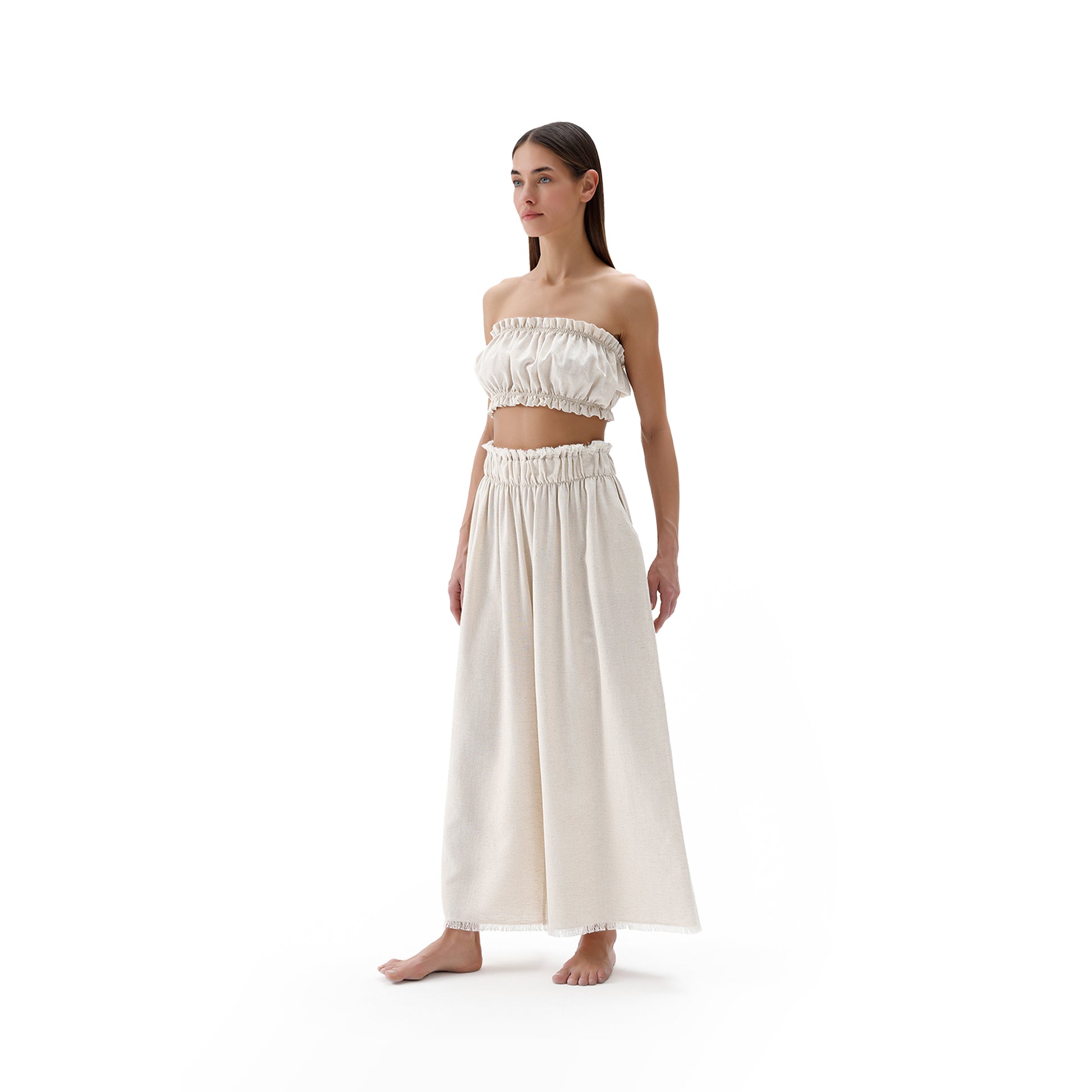 Linen-Cotton Bandeau Top #color_natural