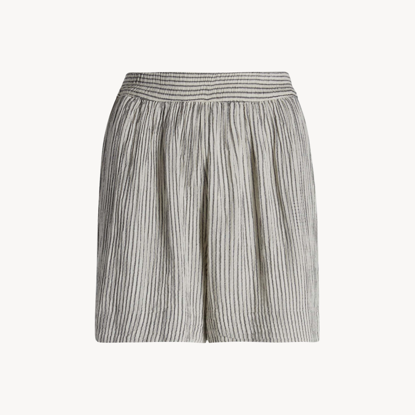 Striped Crinkle Cotton Shorts
