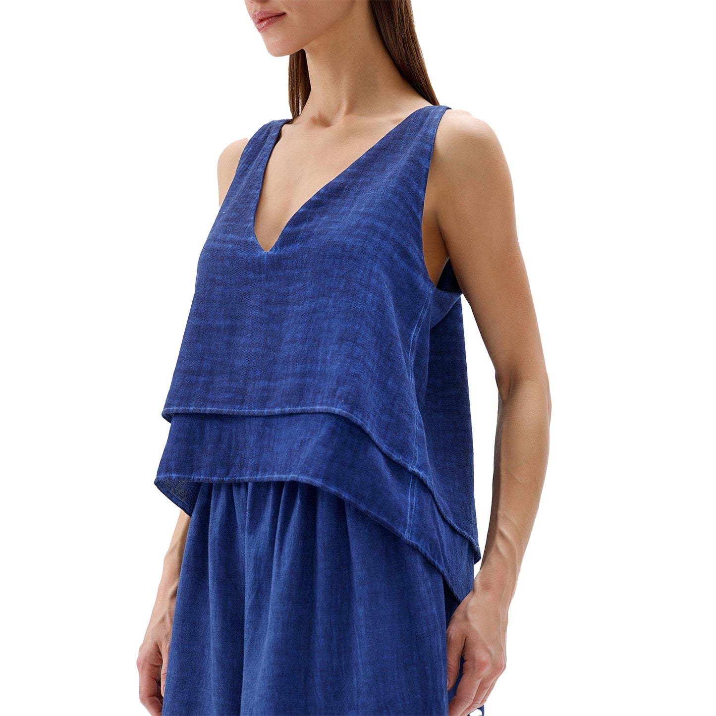 Linen-Cotton Tank Blouse #color_royal