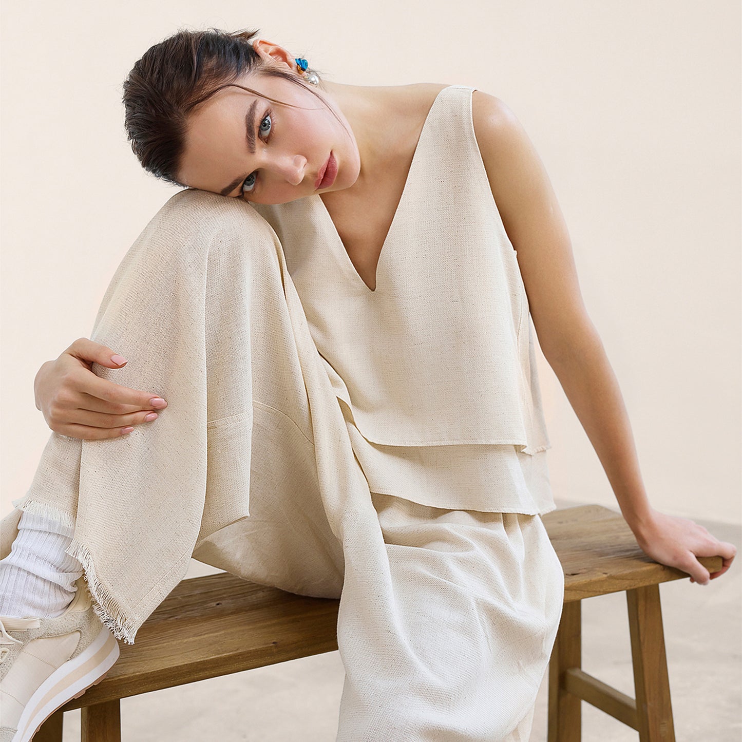 Linen-Cotton Tank Blouse #color_natural