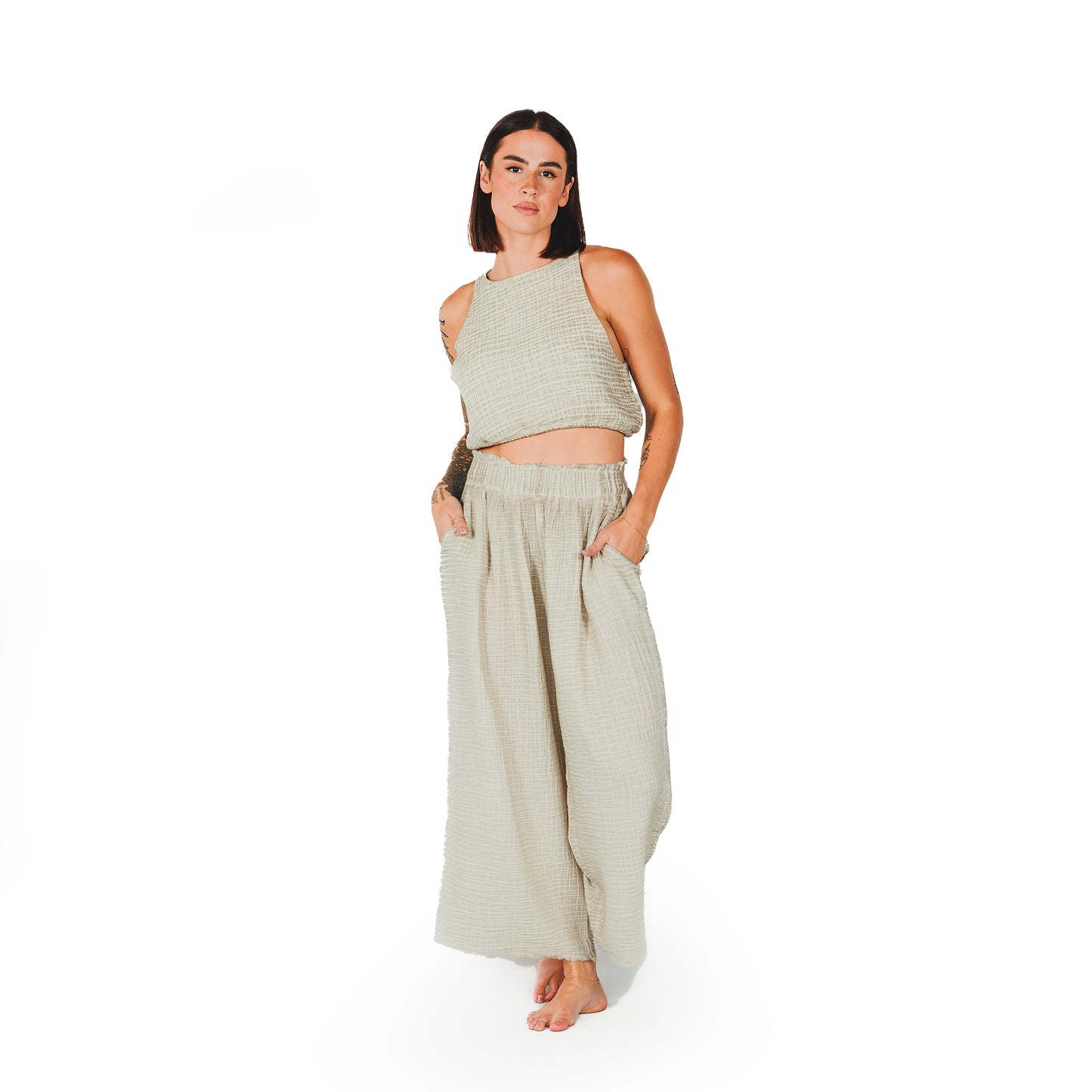 POKOLOKO Crinkle Palazzo Pants #color_crinkle-grey