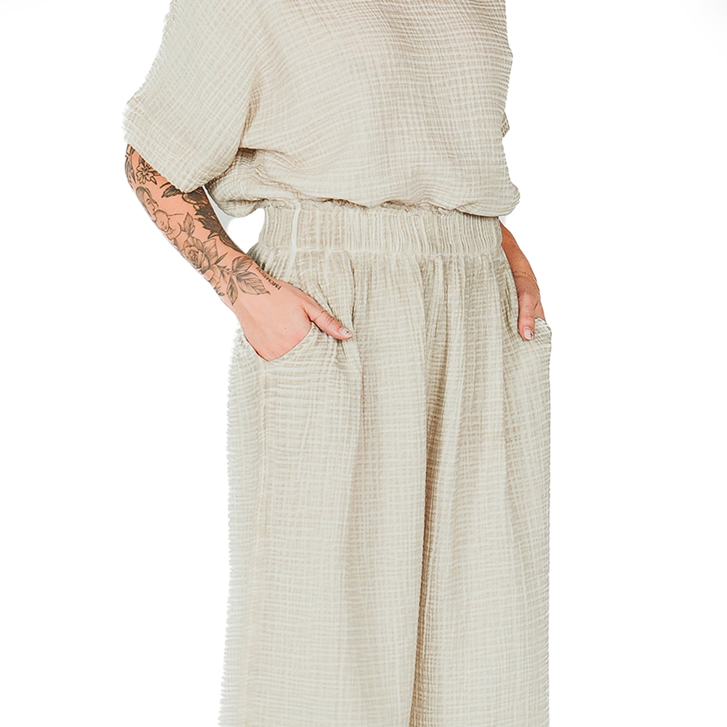 POKOLOKO Crinkle Palazzo Pants #color_crinkle-grey