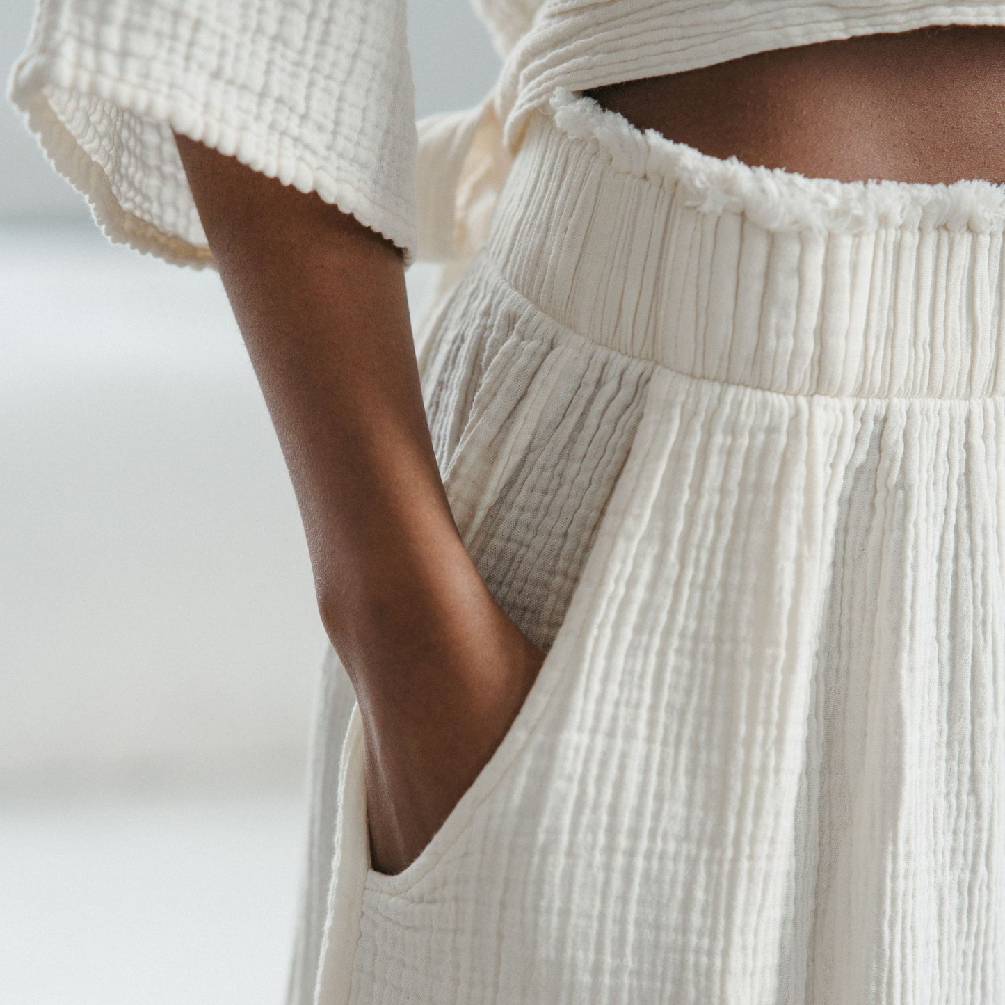 POKOLOKO Crinkle Skirt Pants #color_crinkle-cream