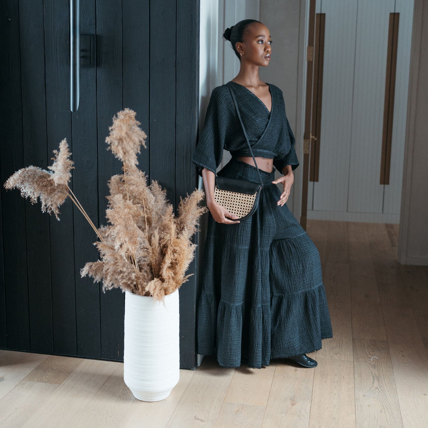 POKOLOKO Crinkle Skirt Pants #color_crinkle-black