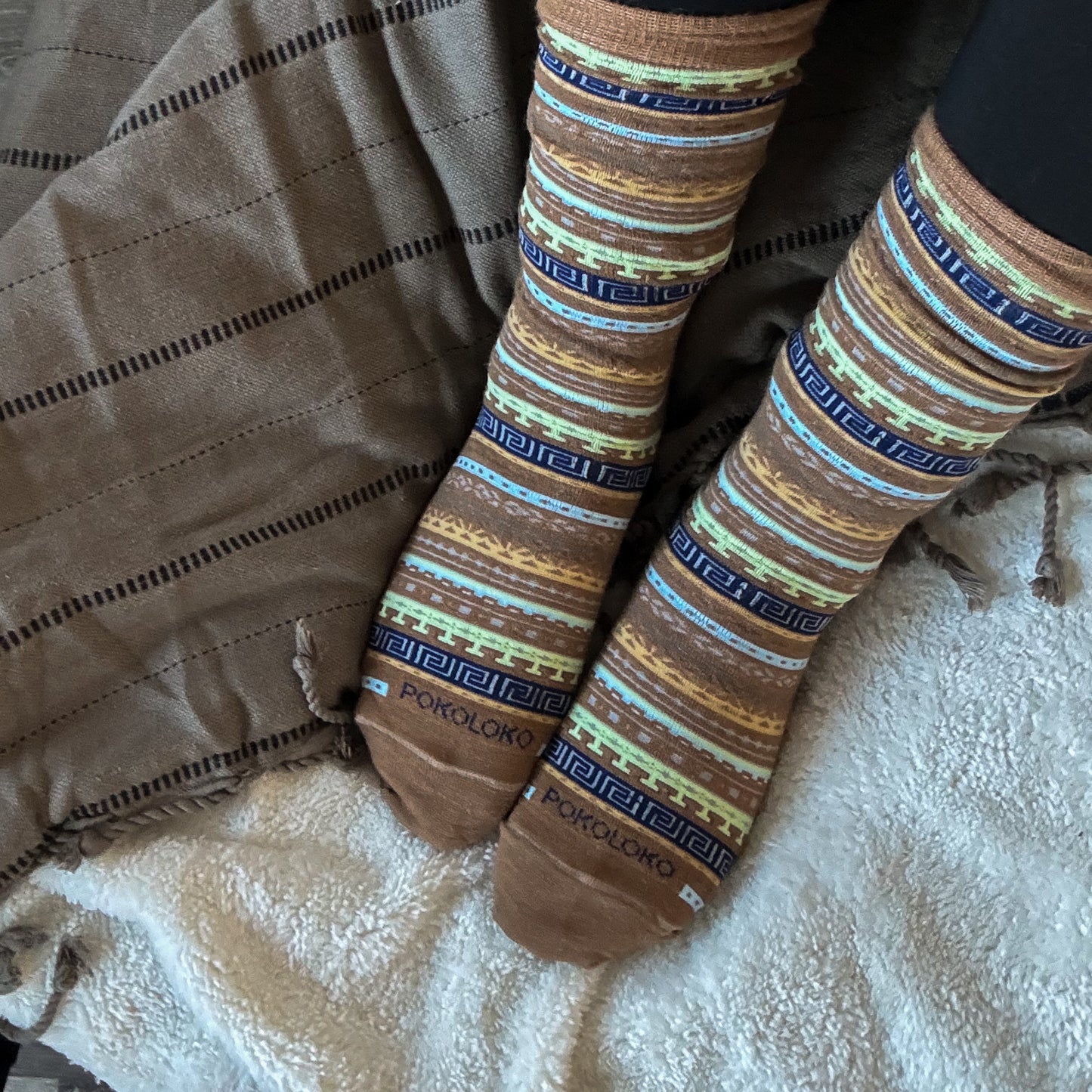 POKOLOKO Crew Alpaca Socks #color_multi-mocha