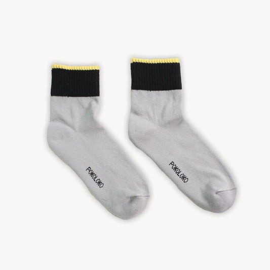 POKOLOKO Block Pima Socks #color_block-pima-grey-black