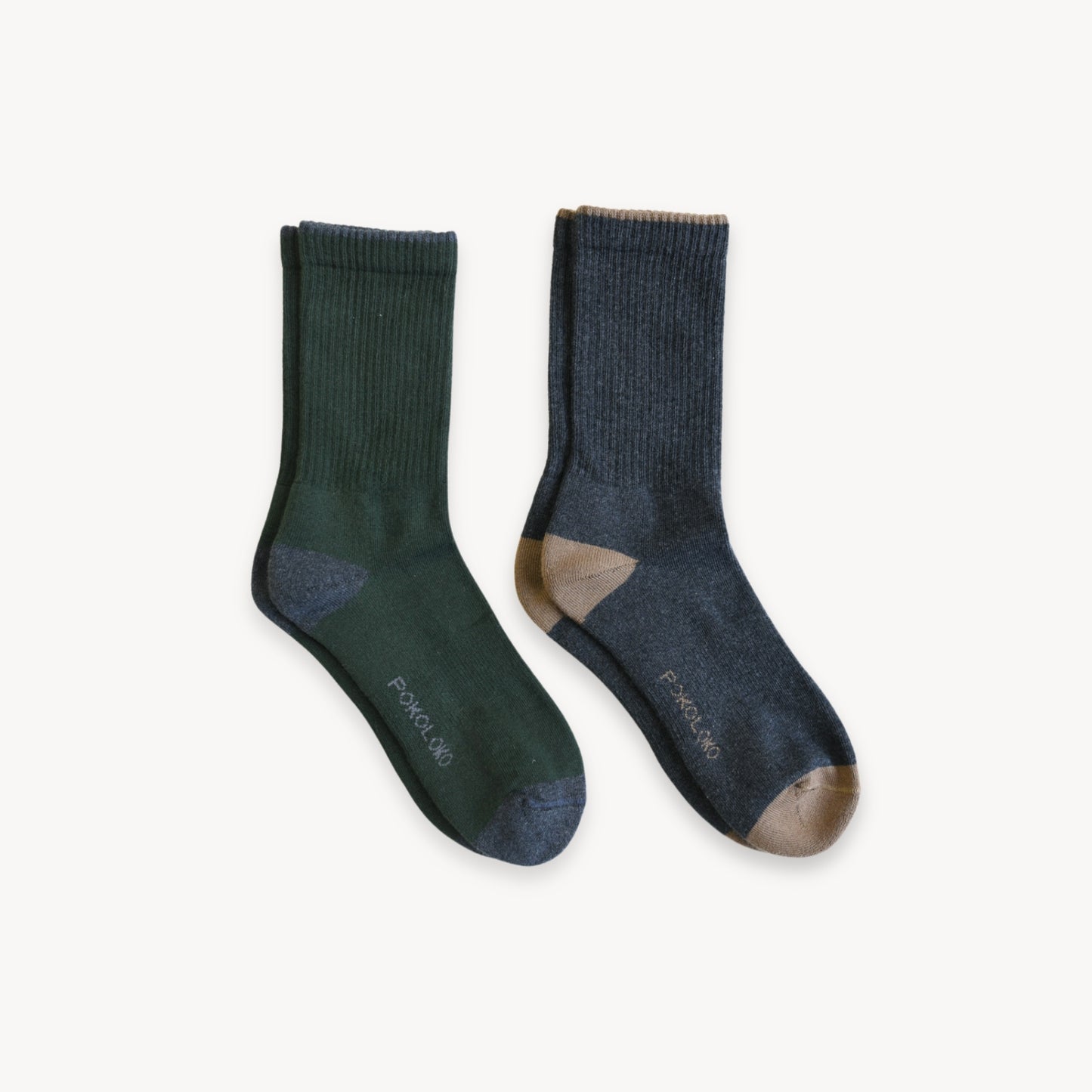 POKOLOKO Heel Toe Socks - Pack of 2 #color_forest-charcoal
