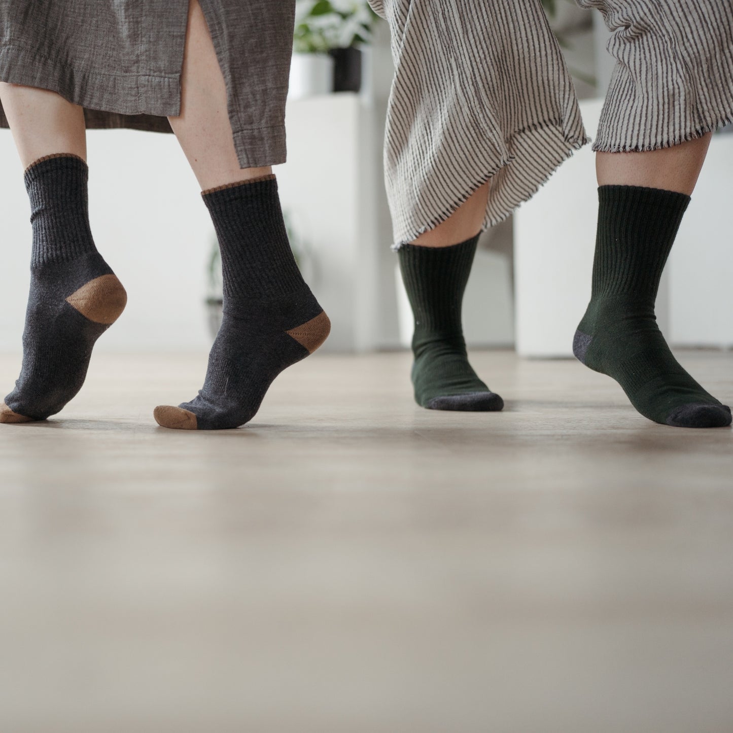 POKOLOKO Heel Toe Socks - Pack of 2 #color_forest-charcoal