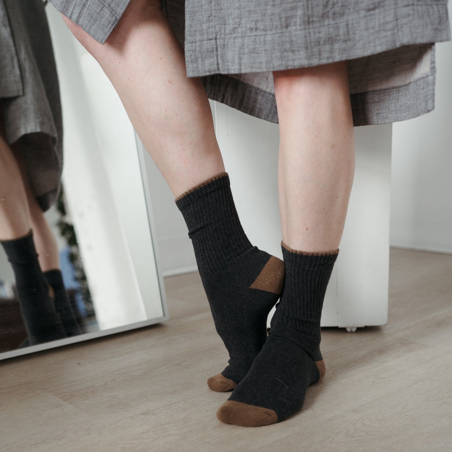 POKOLOKO Heel Toe Socks - Pack of 2 #color_forest-charcoal
