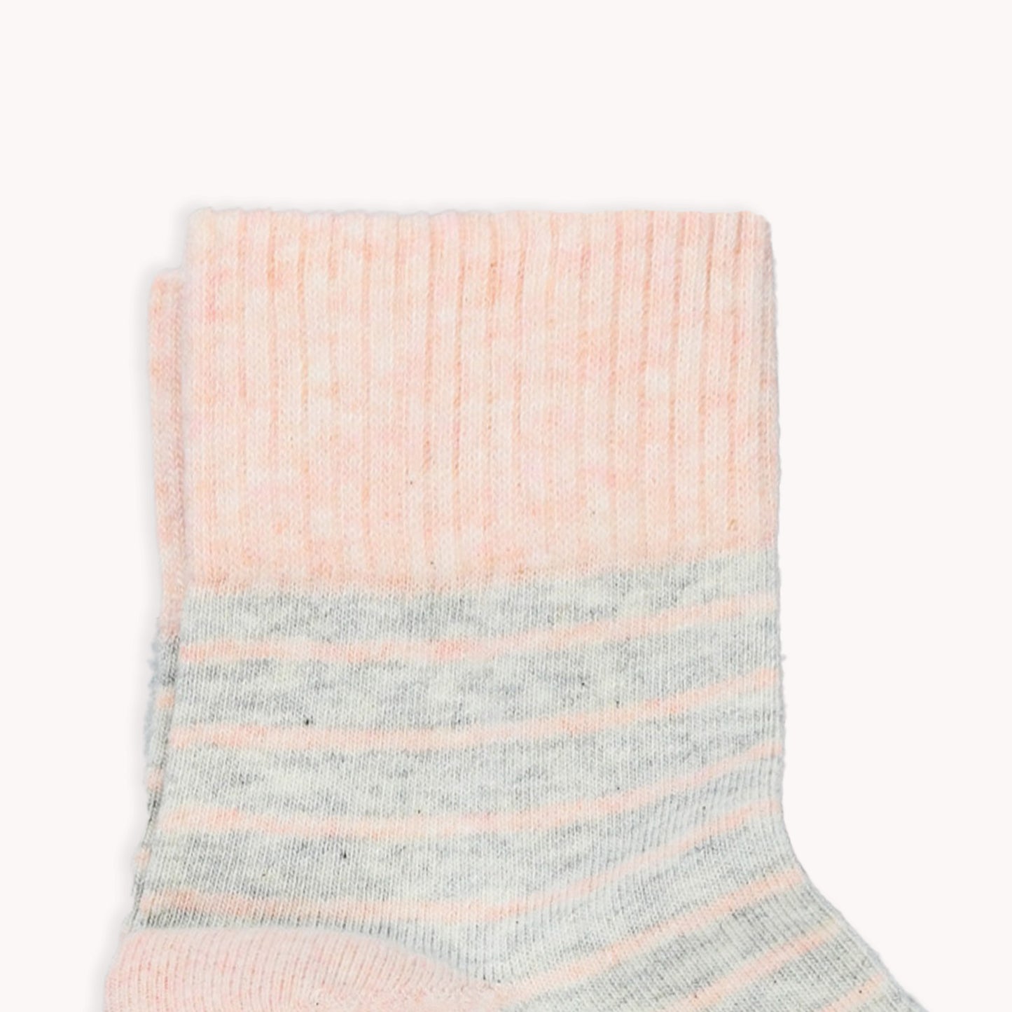 POKOLOKO Striped-Solid Pima Socks - Pack of 2 #color_blush-pima