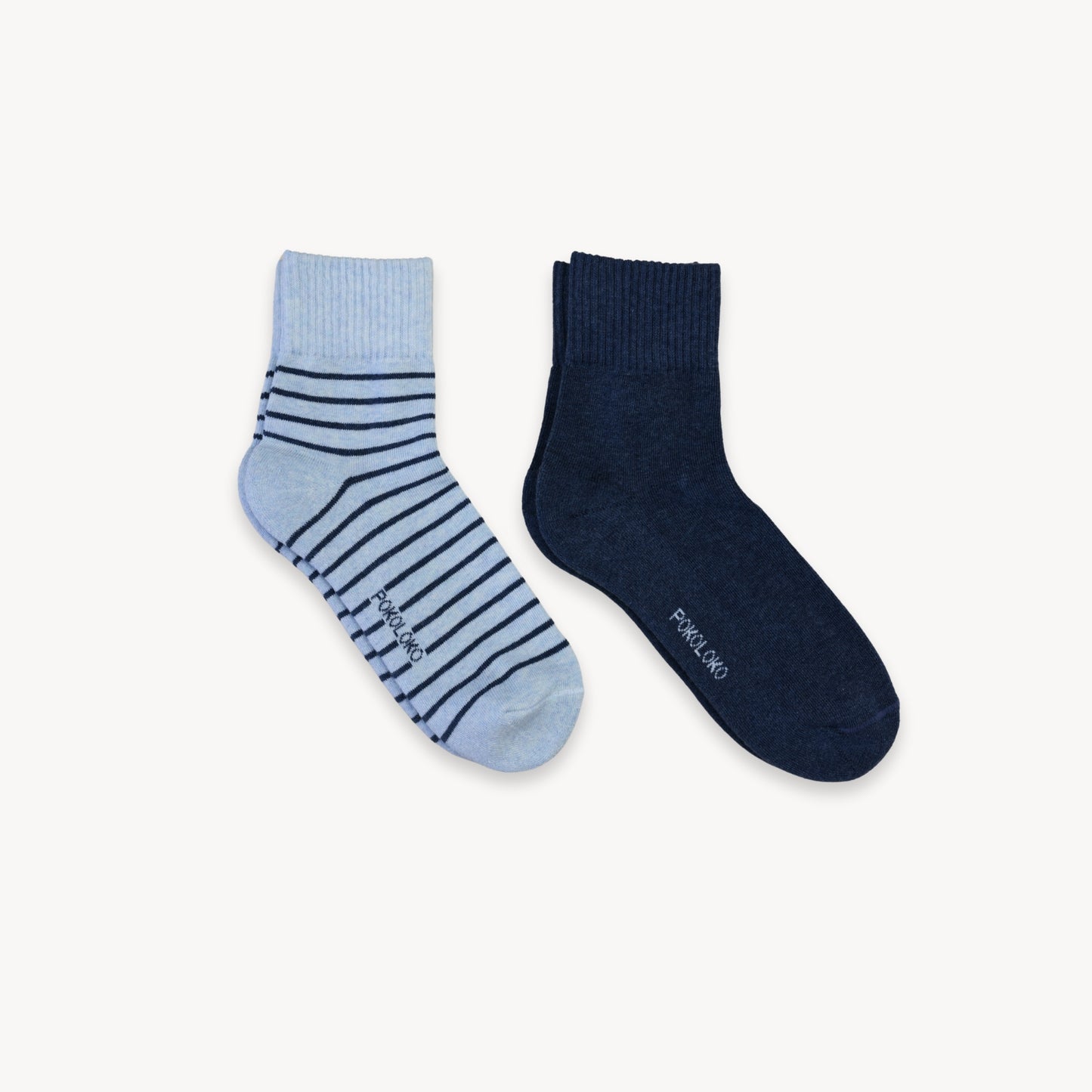 POKOLOKO Striped-Solid Pima Socks - Pack of 2 #color_brooklyn-blues