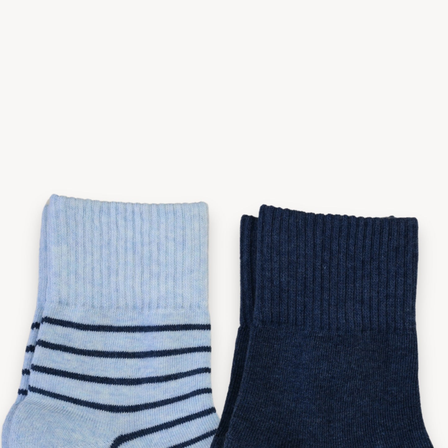 POKOLOKO Striped-Solid Pima Socks - Pack of 2 #color_brooklyn-blues