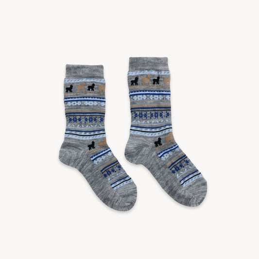 POKOLOKO Print Alpaca Kids Socks #color_grey