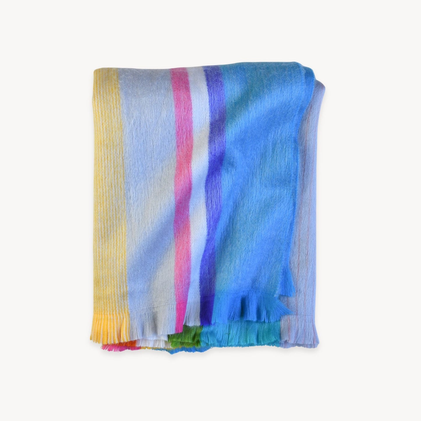 POKOLOKO Multi Stripe Fringed Alpaca Blanket #color_staycation-stripe