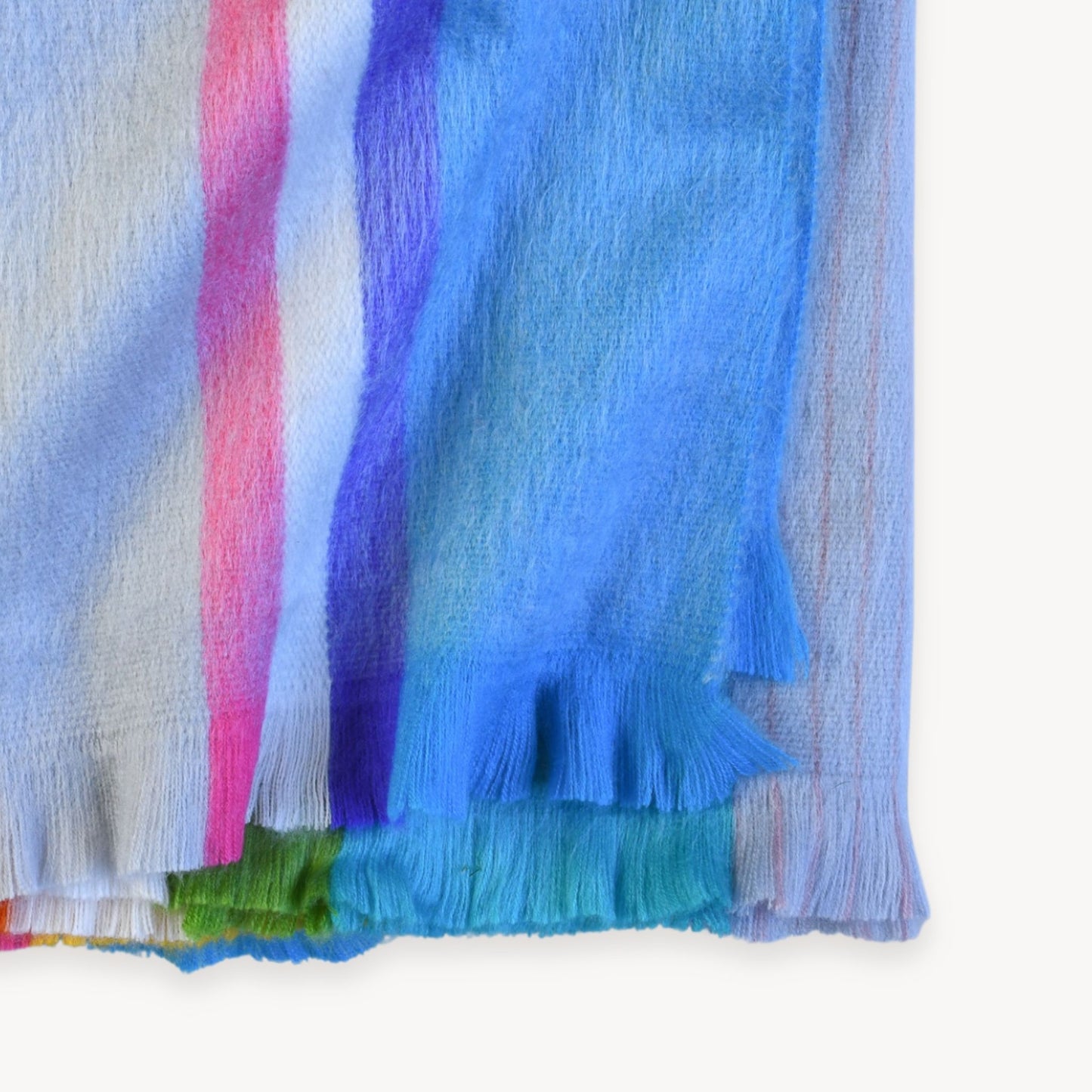 POKOLOKO Multi Stripe Fringed Alpaca Blanket #color_staycation-stripe