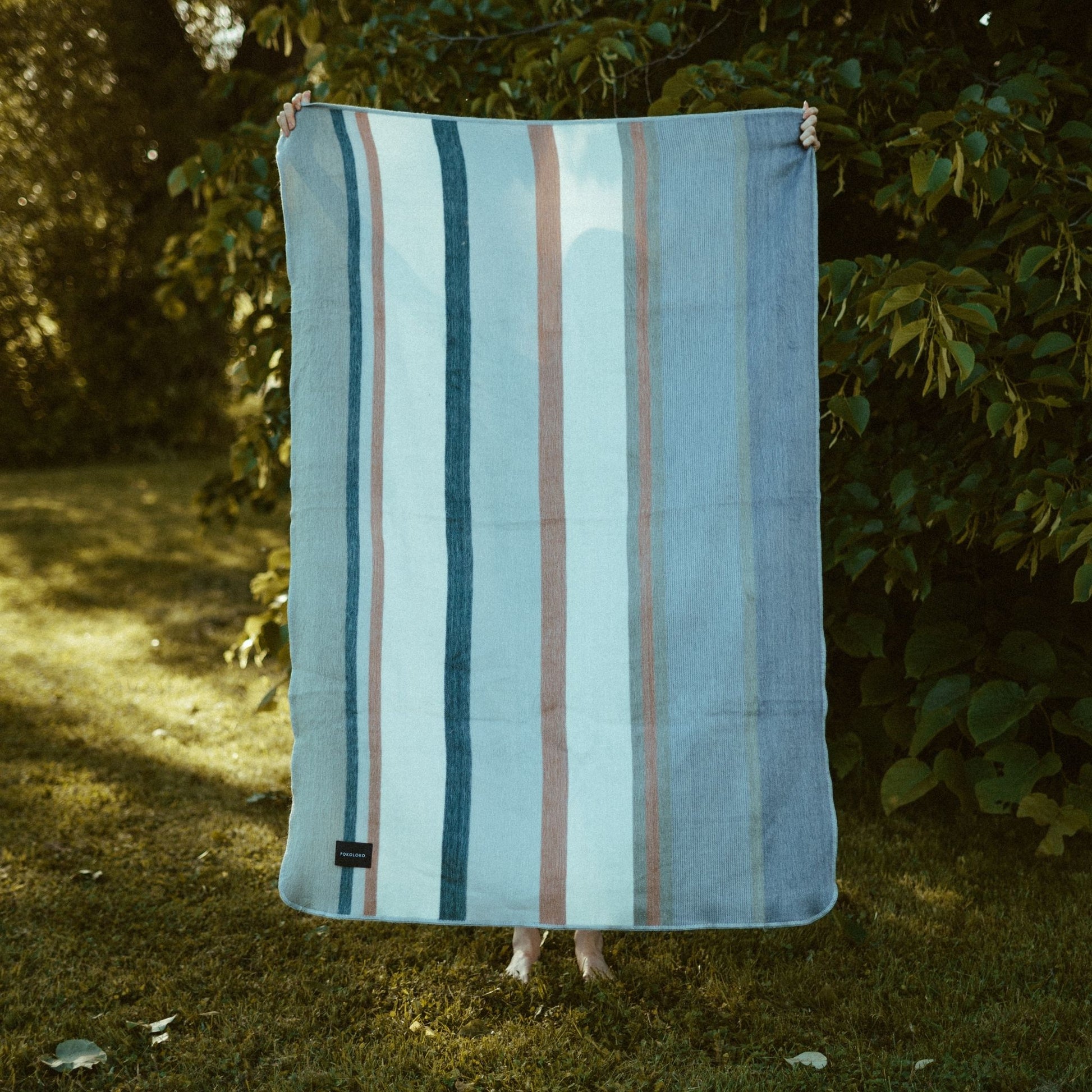 POKOLOKO Striped Alpaca Blanket #color_earth-stripe