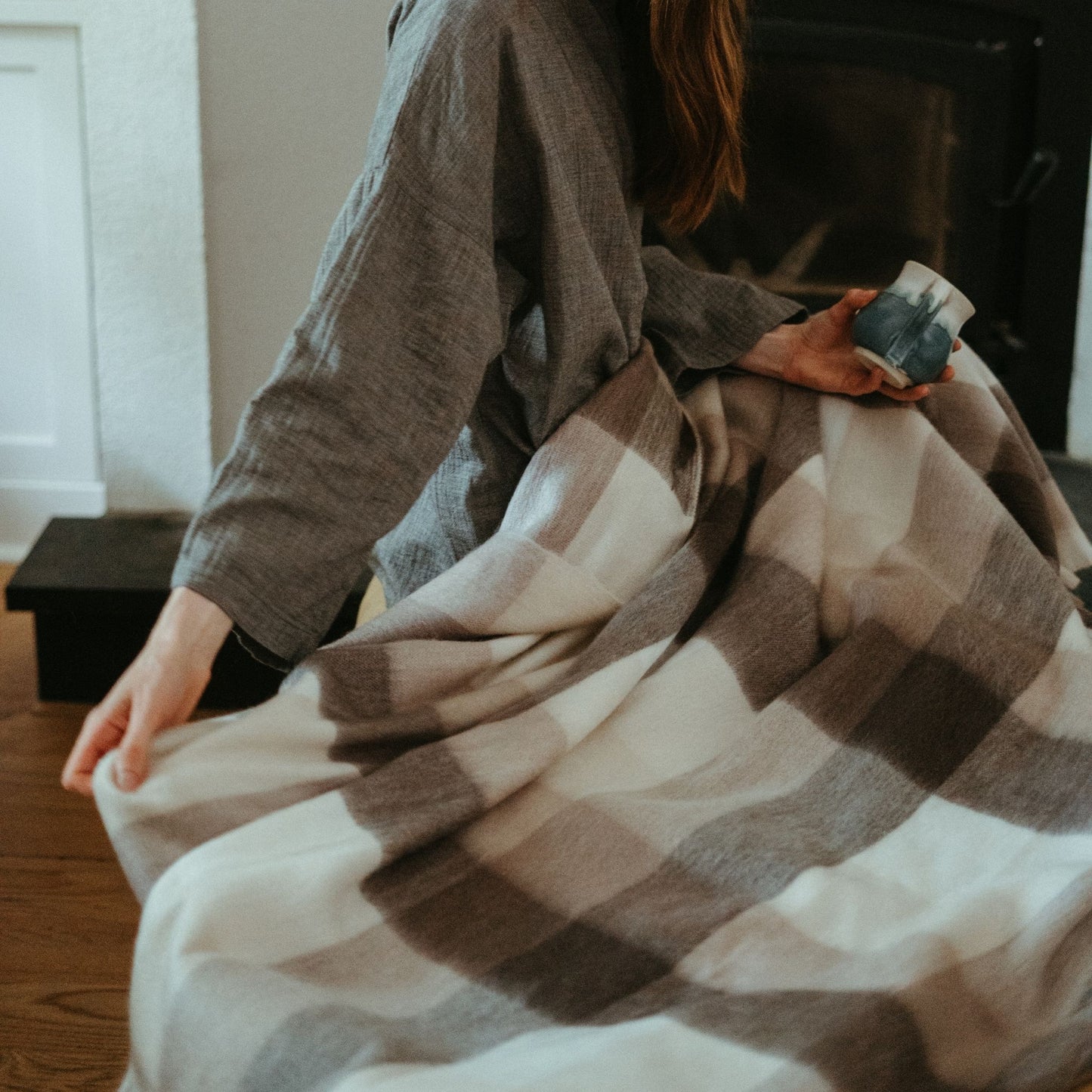 POKOLOKO Large Check Alpaca Blanket #color_walnut-check