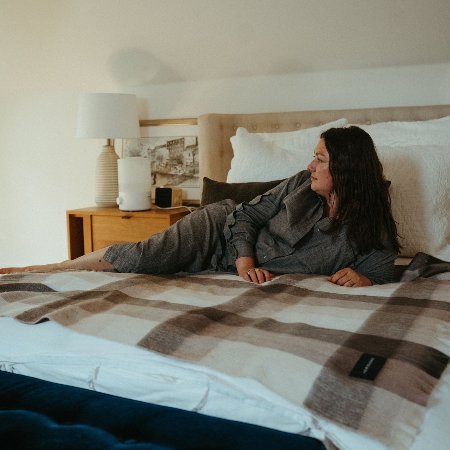 POKOLOKO Large Check Alpaca Blanket #color_walnut-check