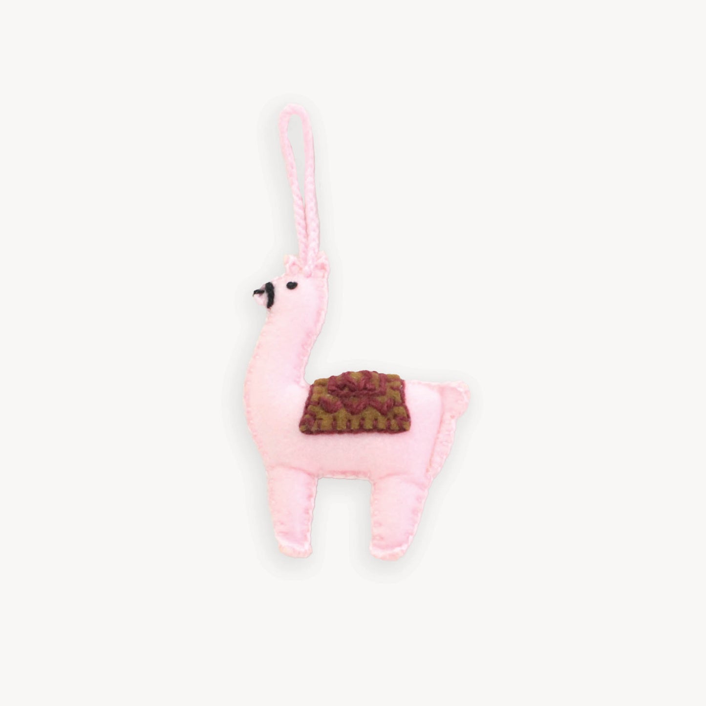 POKOLOKO Hand-Embroidered Ornament #color_pink-alpaca-friend