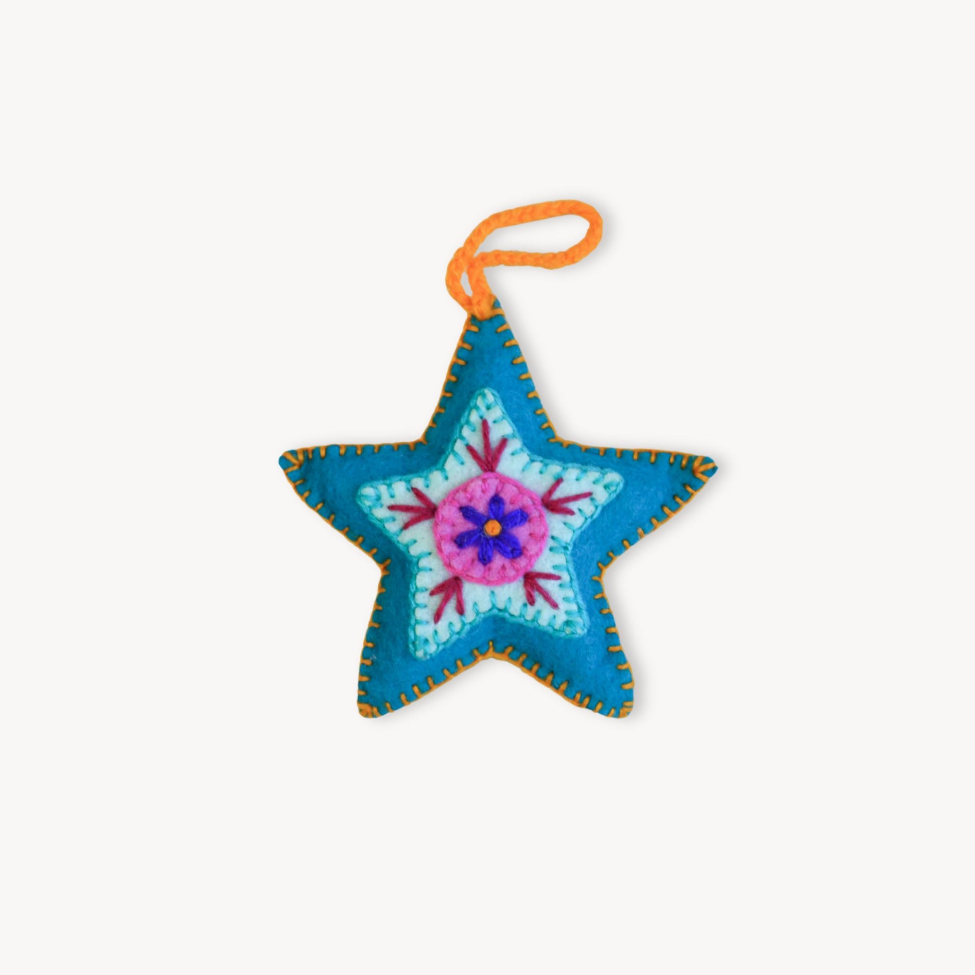 POKOLOKO Hand-Embroidered Ornament #color_blue-star
