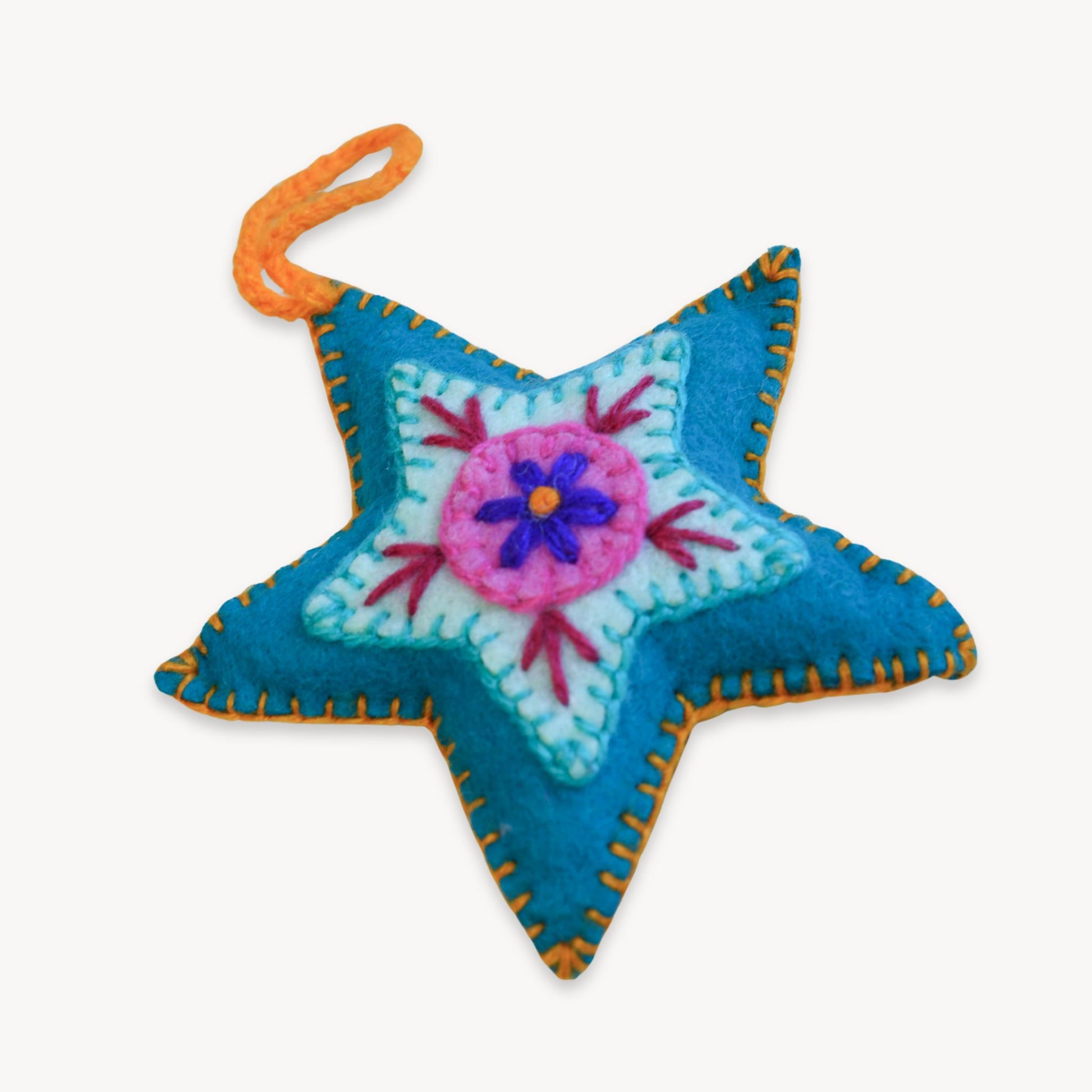 POKOLOKO Hand-Embroidered Ornament #color_blue-star