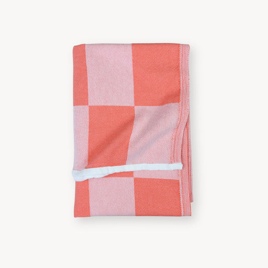 POKOLOKO Checkerboard Towel #color_coral