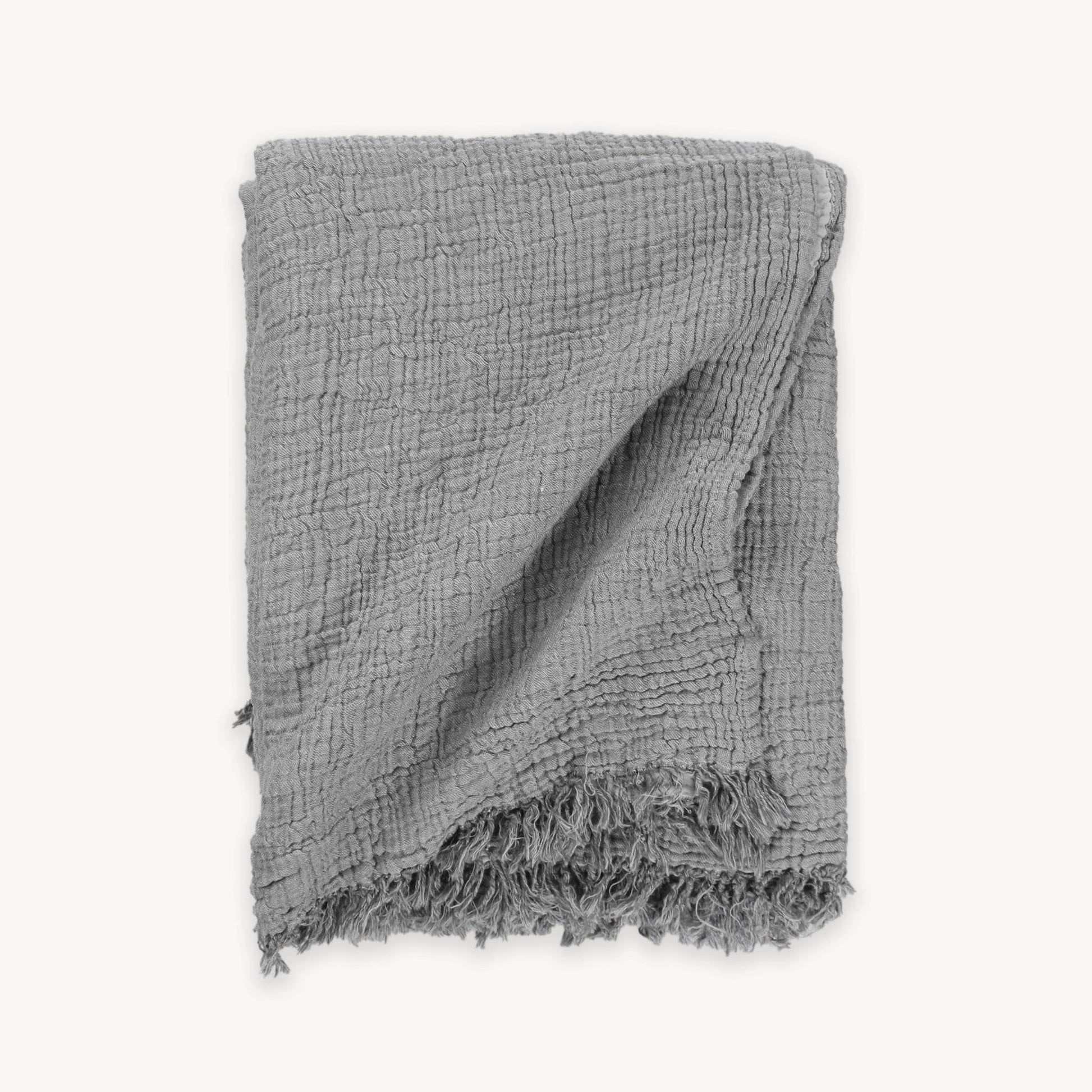 POKOLOKO Crinkle Bed Covers #color_charcoal-grey-crinkle