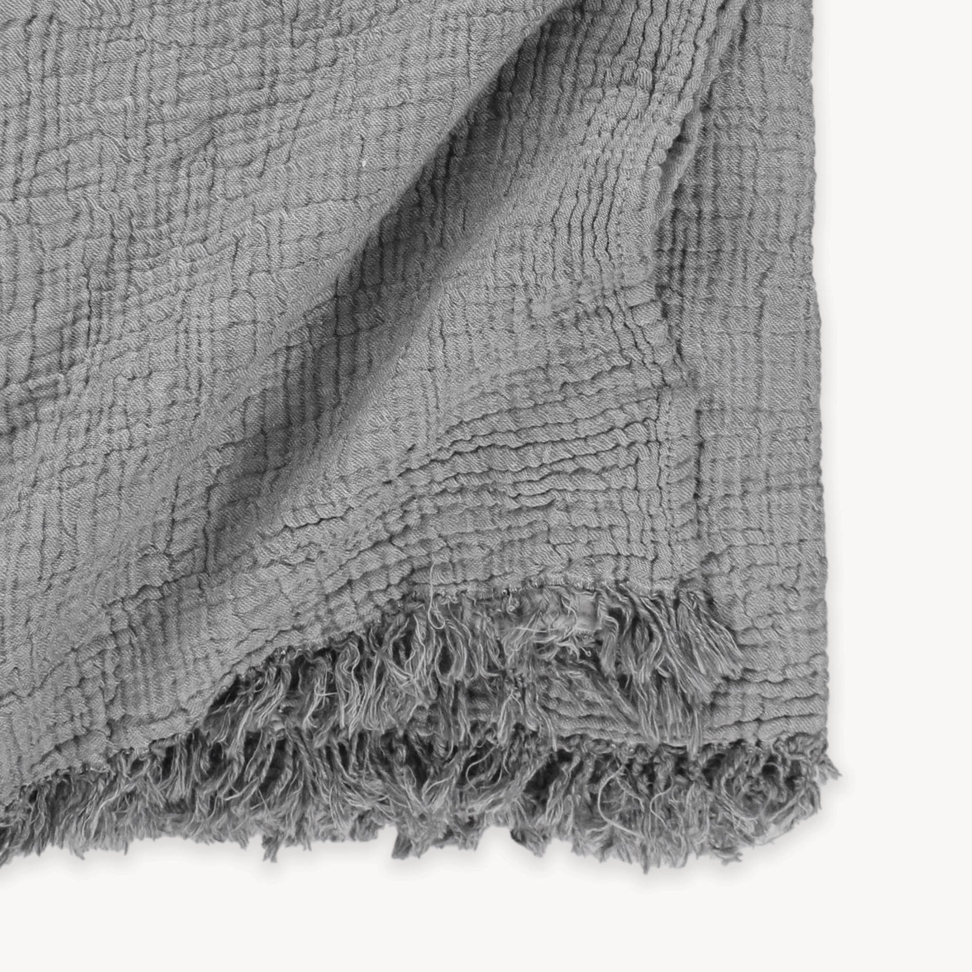 POKOLOKO Crinkle Bed Covers #color_charcoal-grey-crinkle