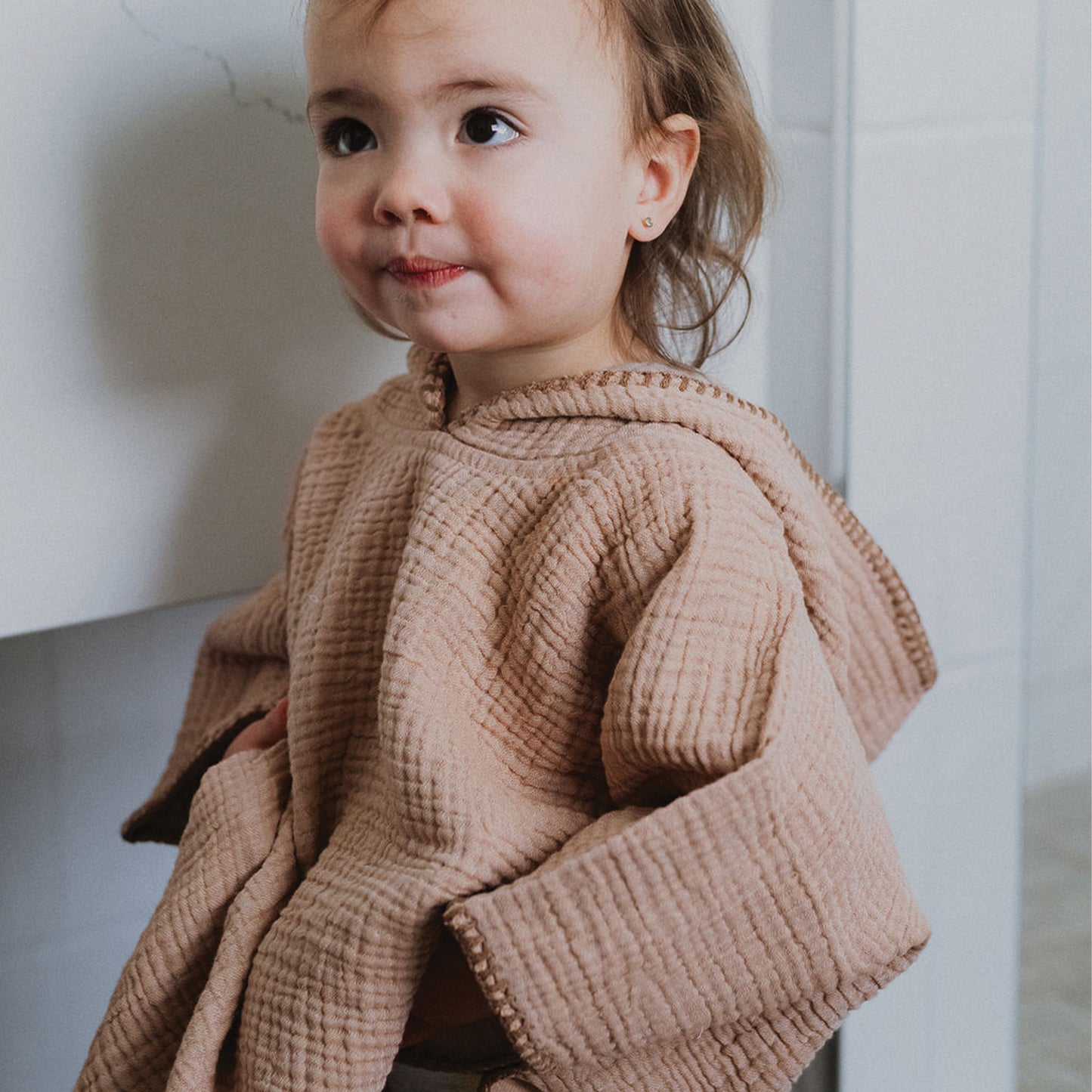 POKOLOKO Crinkle Kids Poncho #color_apricot