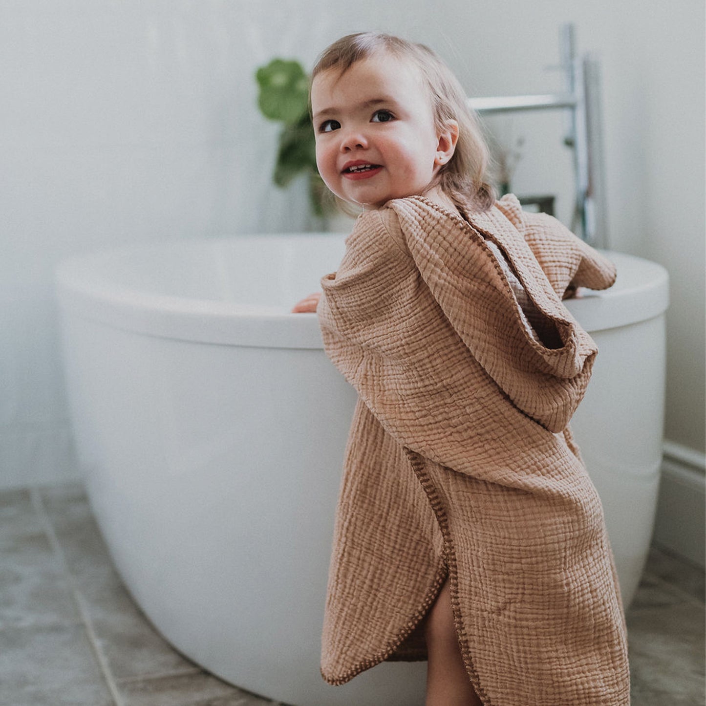 POKOLOKO Crinkle Kids Poncho #color_apricot