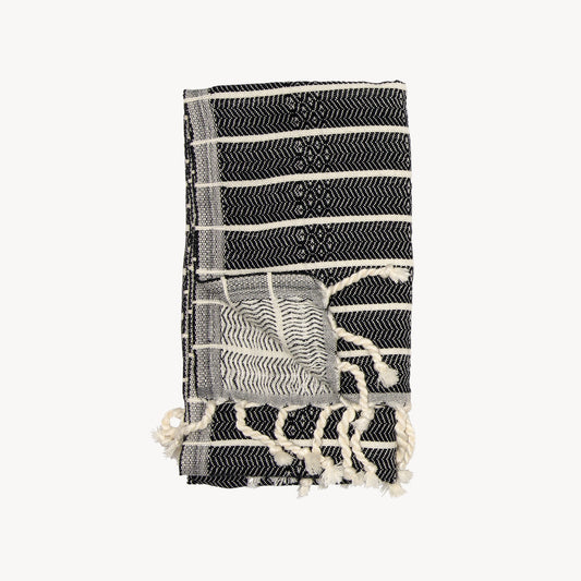 POKOLOKO Striped Bamboo Hand Towel #color_monochrome-striped-bamboo