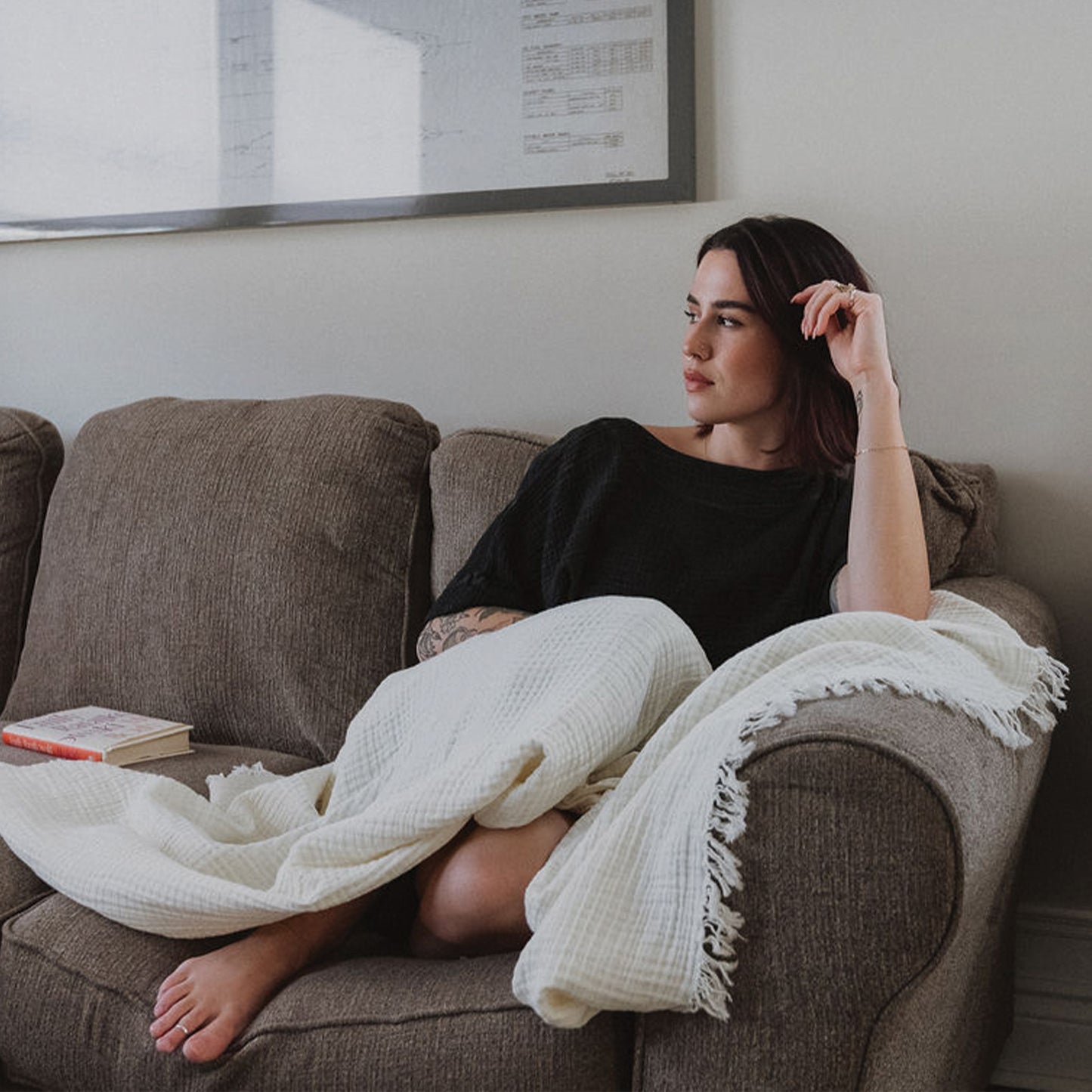 Solid Crinkle Throw #color_ivory