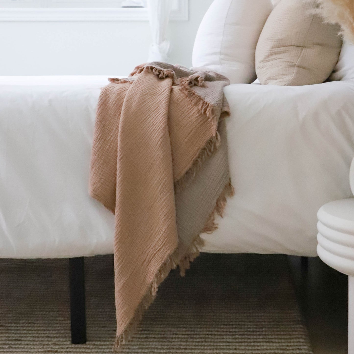 Solid Crinkle Throw #color_sand-apricot