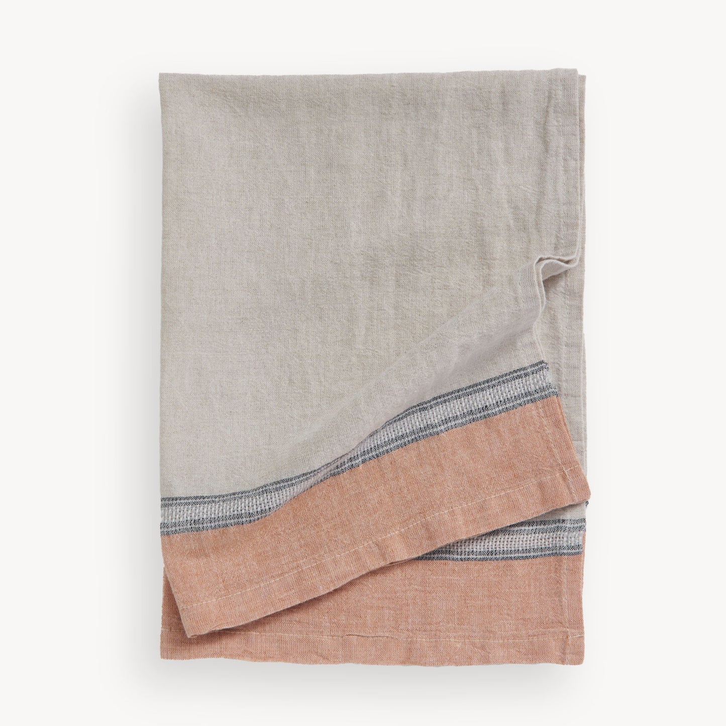 POKOLOKO French Stripe Linen Hand Towel #color_natural-mandarin