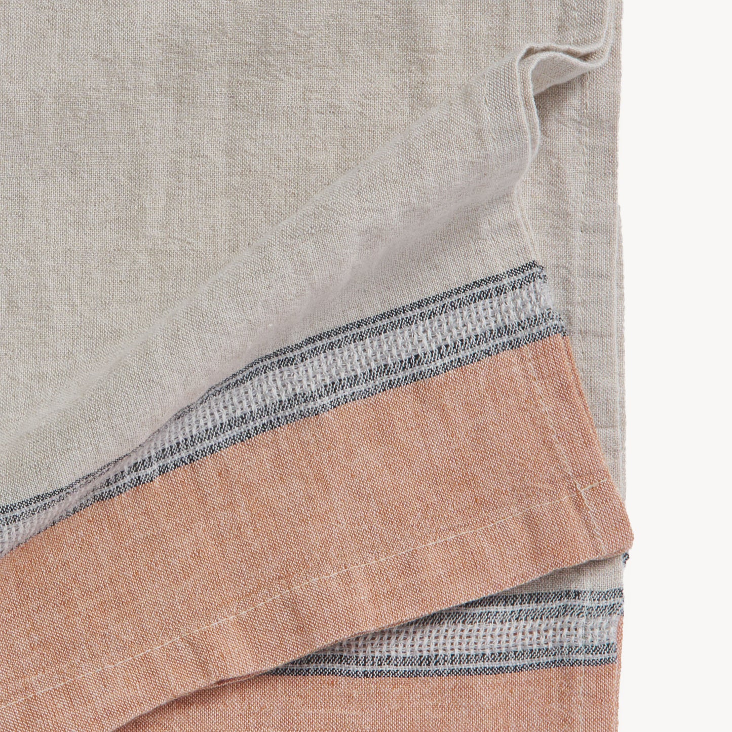 POKOLOKO French Stripe Linen Hand Towel #color_natural-mandarin