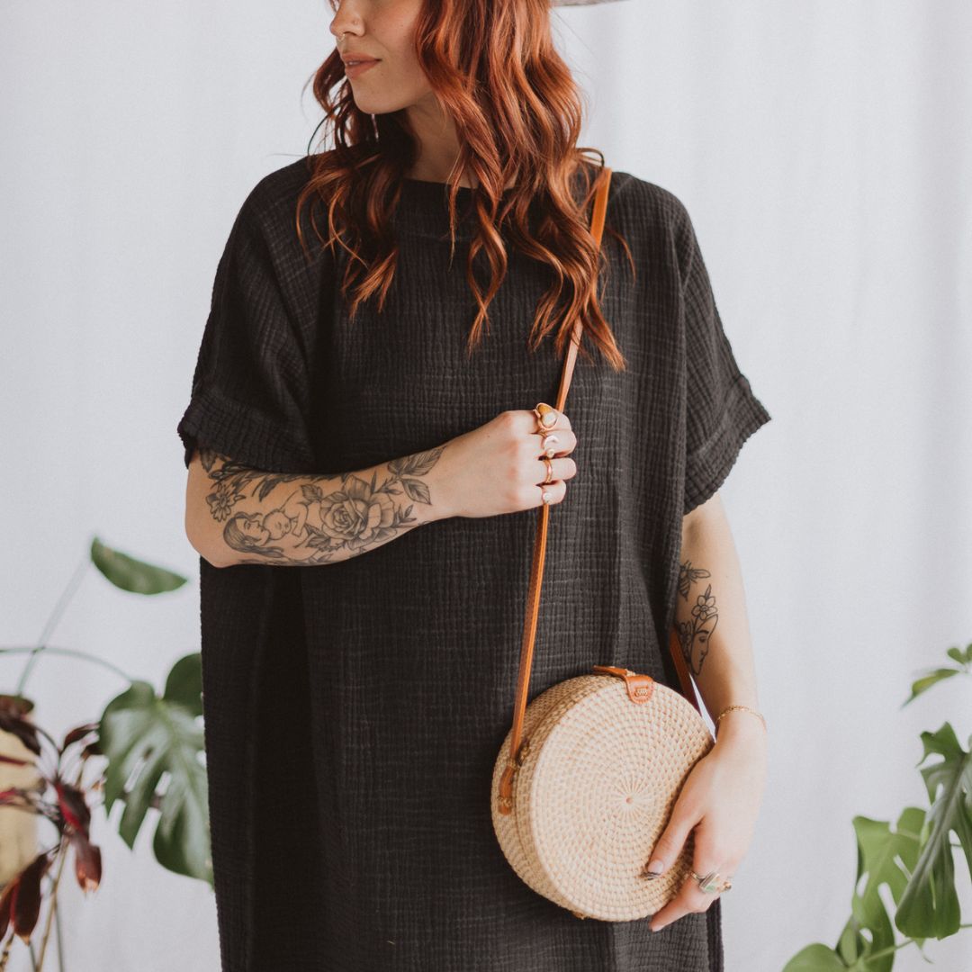 POKOLOKO Crinkle Balloon Dress #color_crinkle-black