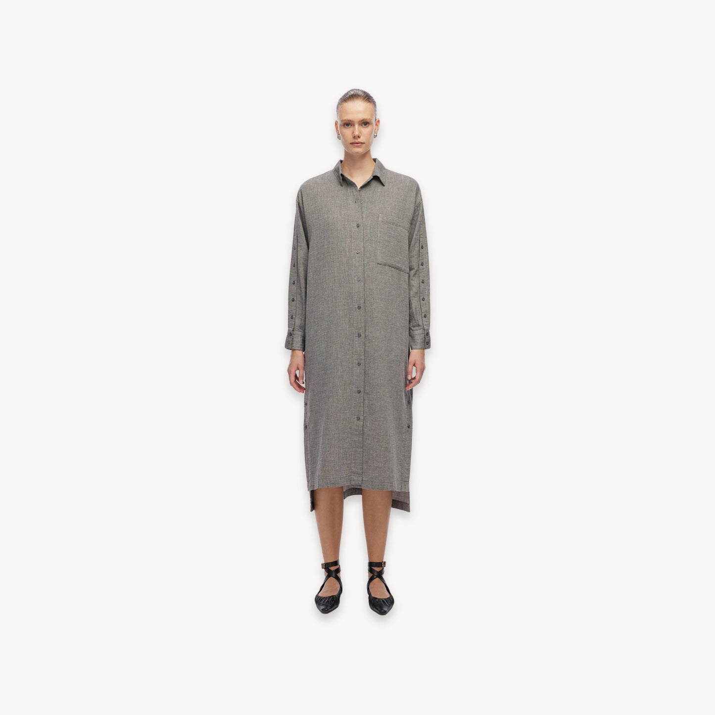 City Collection Buttoned Shirt Dress