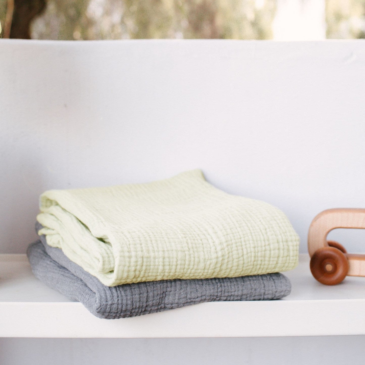 POKOLOKO Crinkle Cotton Baby Blanket #color_crinkle-mint