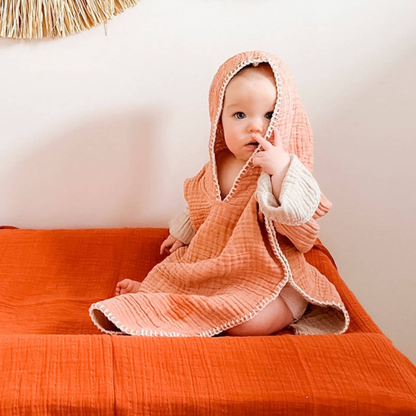 POKOLOKO Solid Muslin Baby Blanket #color_solid-mandarin